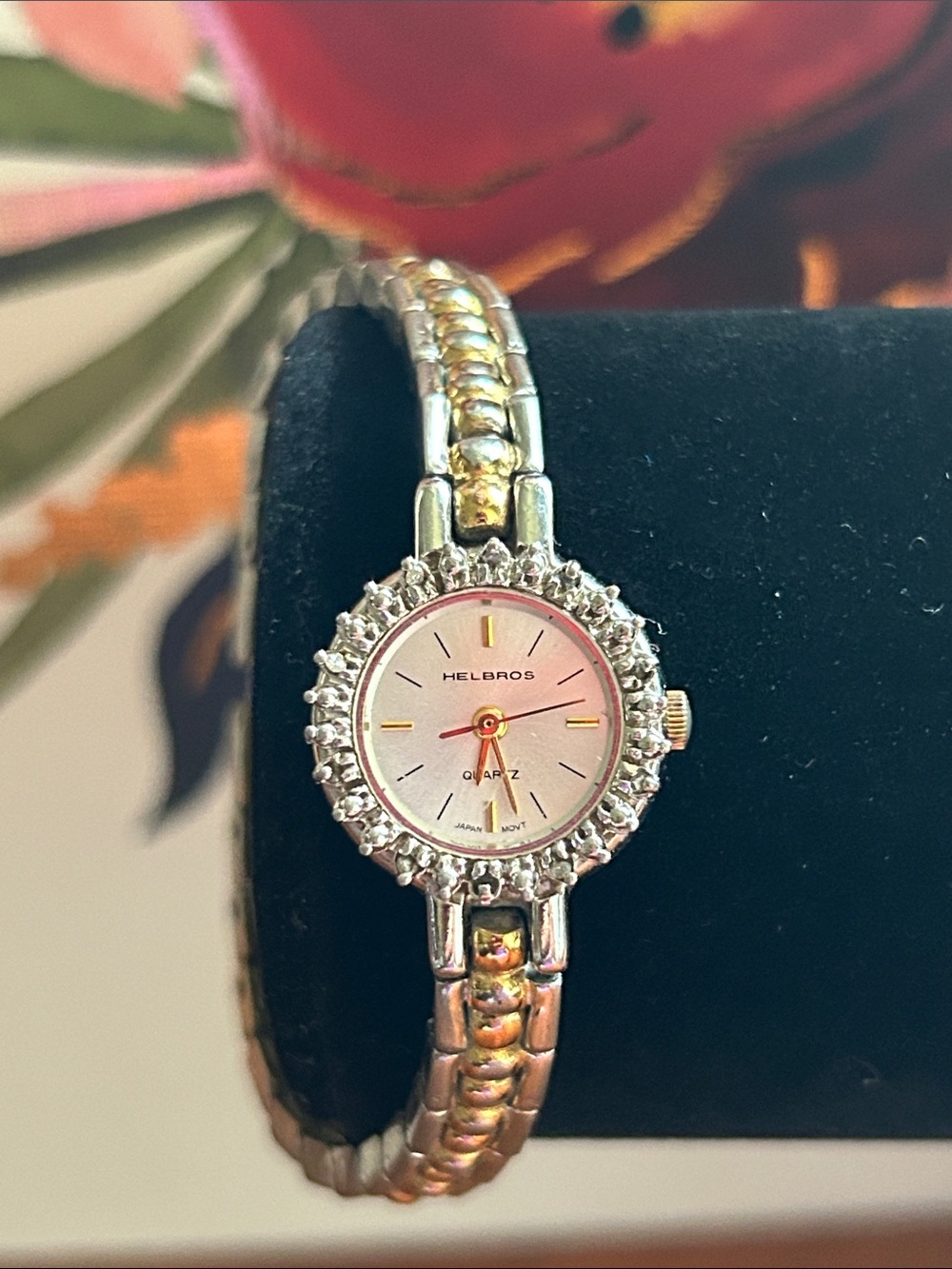 Women's Helbros Two-Tone Crystal Accent Quartz Watch - Silver/Gold 7”